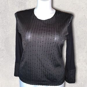 Lana Lee Canada Sequins Long-Sleeve Shirt, Size L